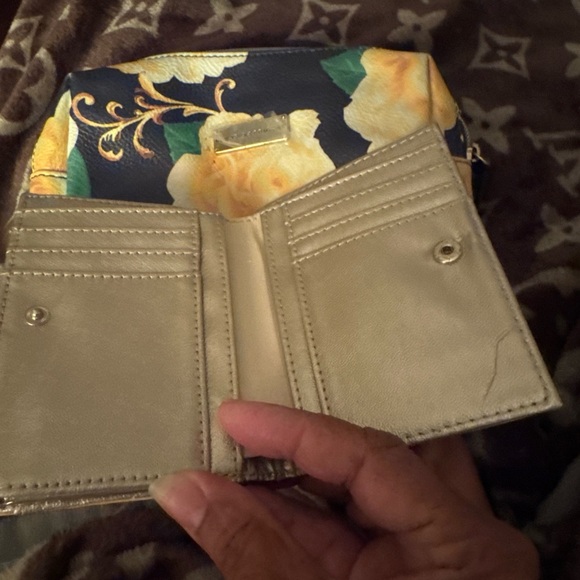 New York & Company Navy Floral Cosmetic Bag with Gold Details - Picture 2 of 11